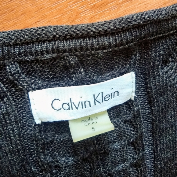 Calvin Klein long sleeve cable knit sweater dress fit & flair - Picture 4 of 5